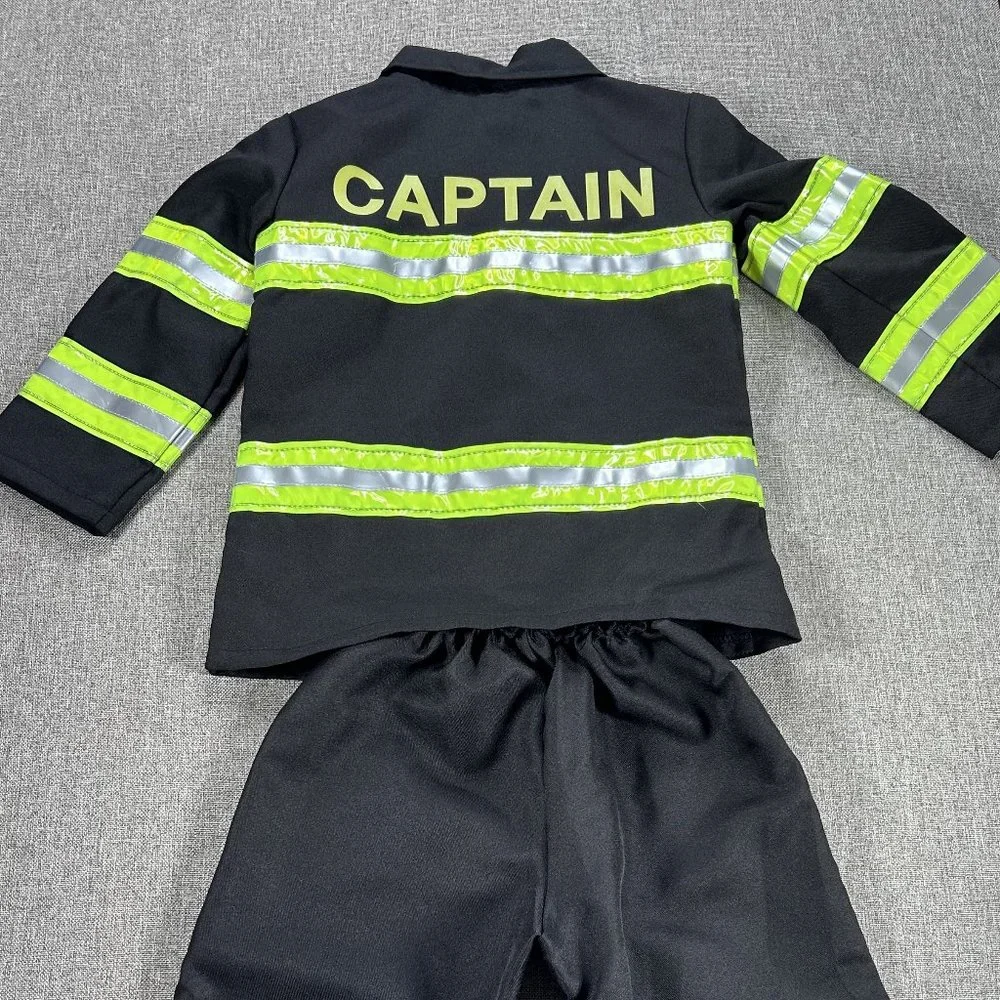 Amscan Kids Black Firefighter Costume with Lime Reflective Stripes - Picture 2 of 11